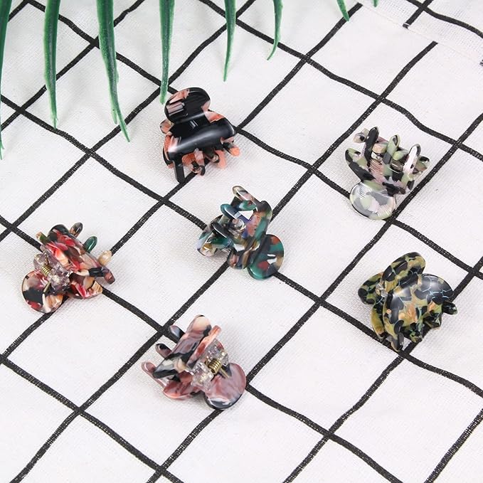 Cobahom 6Pcs 1.06 Inch Small Hair Clips Tortoise Shell Mini Jaw Clips for Thin Thick Hair, No Crease Hair Claw Clips for Women Girls (3 Green + 3 Red)