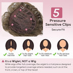 REECHO Hair Topper, Short Wiglet Hair Topper for Women with Thinning Large Coverage Synthetic Top Crown Hairpiece for Women - Medium Brown