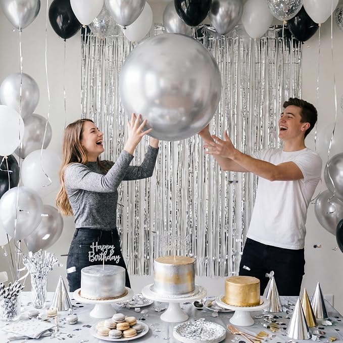 Silver Balloons, Baby Shower, Anniversary, Graduation, Wedding Decorations - Image 9