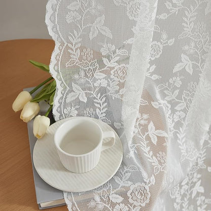 FINECITY Ivory Floral Lace Curtains - Image 6