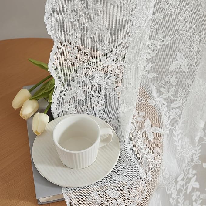 FINECITY Short Lace Curtains 54 Inch Length by FINECITY