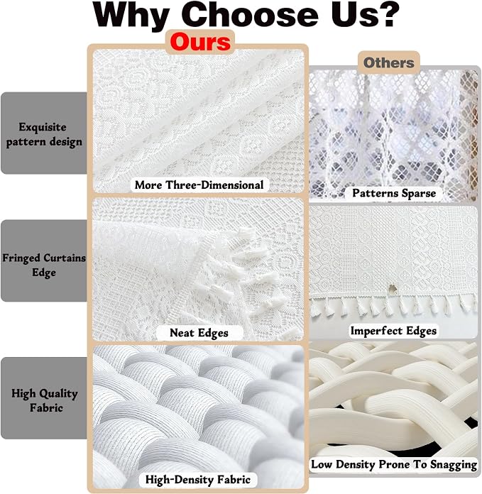Sutuo Home White Boho Lace Sheer Door Curtain - Image 4