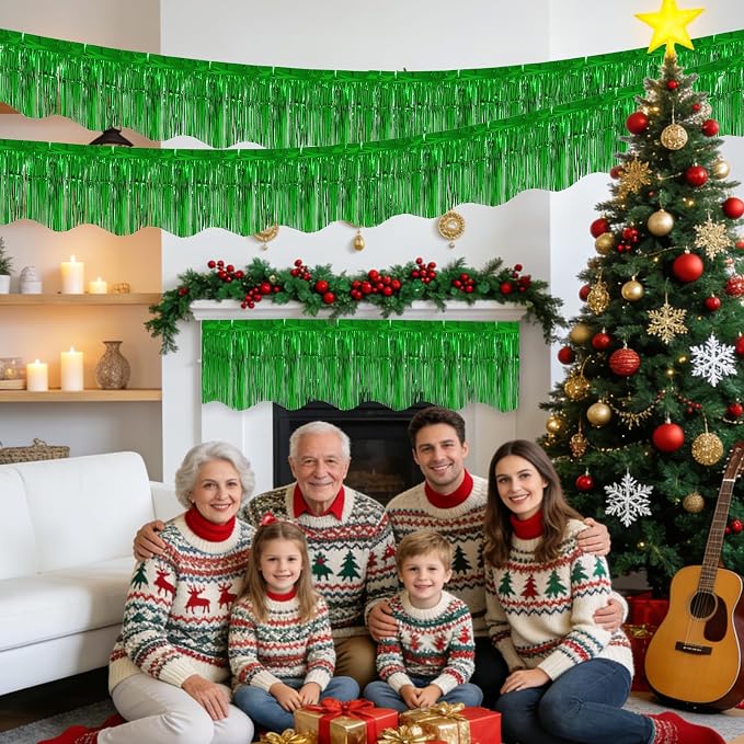 LOLStar Green Foil Fringe Tinsel Garland, Tinsel Streamers Banner, 6 Pack | - Image 7