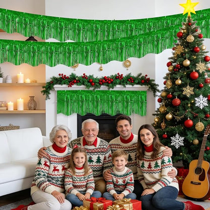 LOLStar Green Foil Fringe Tinsel Garland, Tinsel Streamers Banner, 6 Pack | - Image 7