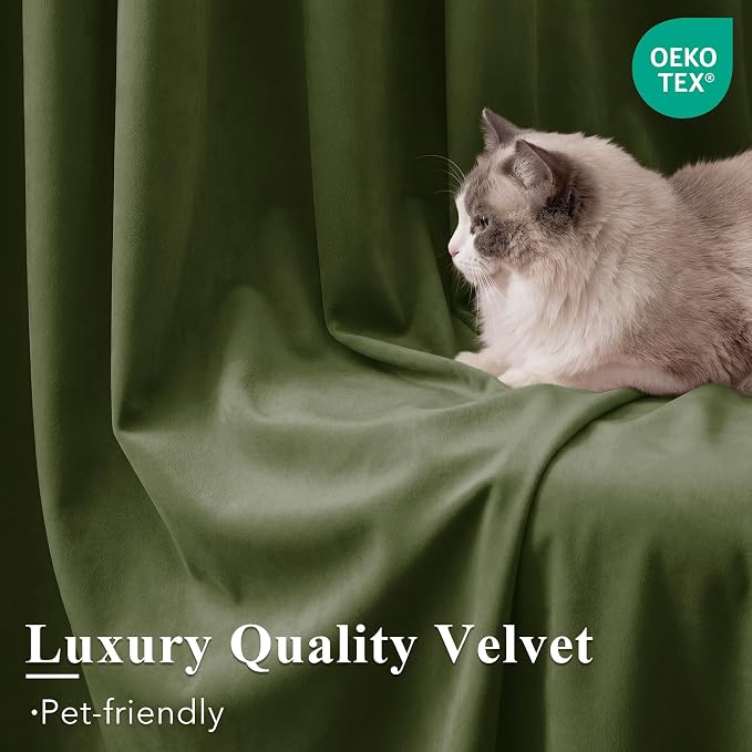 Moss Green Velvet Curtains Back Tab - Image 5