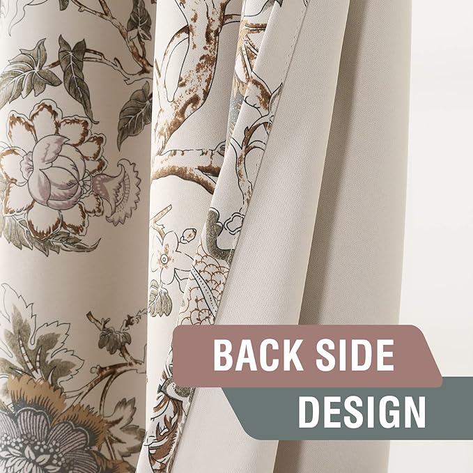 H.VERSAILTEX Blackout Curtains 108 Inch Length 2 Panels Set Floral Print - Image 6