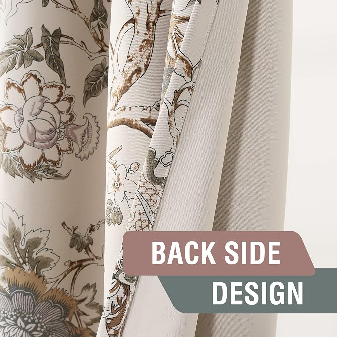 H.VERSAILTEX Blackout Curtains 63 Inch Length 2 Panels Set Floral Print Curtain - Image 6