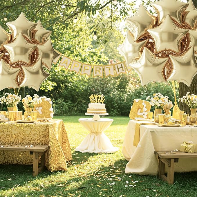 TONIFUL 15Pcs Star Shaped Balloons 18Inch Large Champagne Gold Foil Balloon | - Image 6
