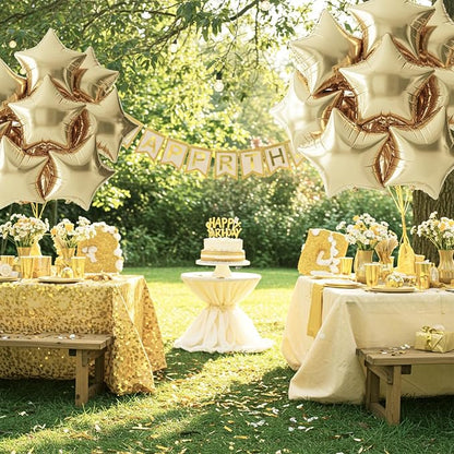 TONIFUL 15Pcs Star Shaped Balloons 18Inch Large Champagne Gold Foil Balloon | - Image 6