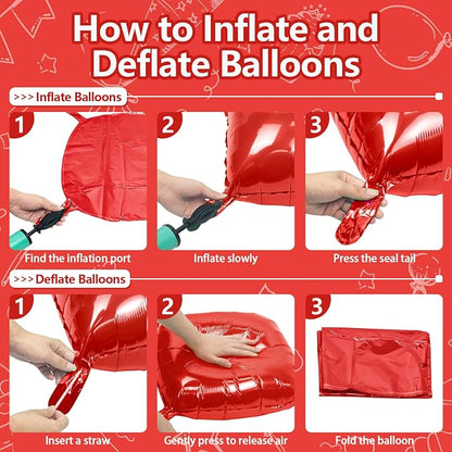 NISOCY 48PCS Metallic Red Square Foil Balloons Wall Backdrop | Double Sided Red - Image 3