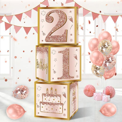 Guiruiy 3Pcs 21st Birthday Decorations Balloon Gift Boxes by Guiruiy