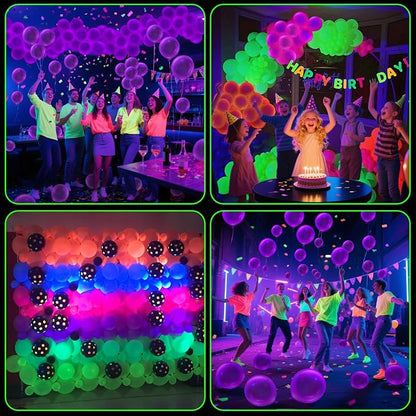 100 Pcs UV Neon Purple Balloons 12 inch Neon Party Supplies, Glow in the Dark - Image 5
