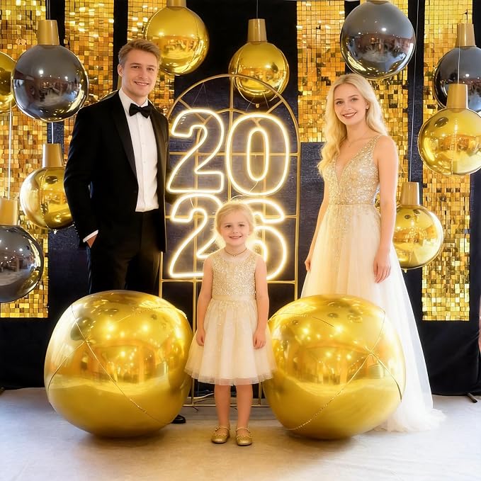 Gold Balloons Foil, 22 Inch Golden Round Ball Balloons, Large Metallic Balloon - Image 5
