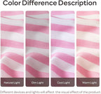 JELLYMONI 100% Natural Cotton Striped Standard Pillowcases Set, 2 Pack Pink Striped Pattern Printed Pillow Covers with Envelope Closure(Pillows are not Included)