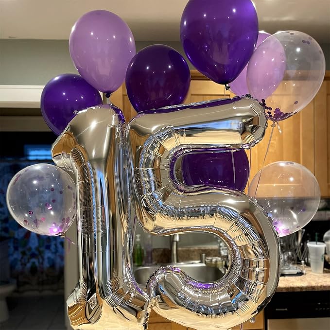 40 Inch Silver Foil Balloon Number 0, Giant Self Inflating Number Balloons 0-9 - Image 8
