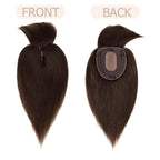 Hair Toppers for Women Real Human Hair With Bangs, 13 * 15 cm Larger Silk Base 150% Density Clip In Topper Hairpieces, Wiglet Top Pieces Add Volume -12 Inch 02 Dark Brown