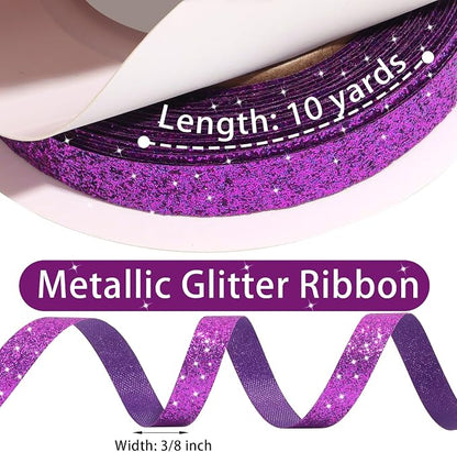 Dark Purple Metallic Glitter Ribbon - Image 3