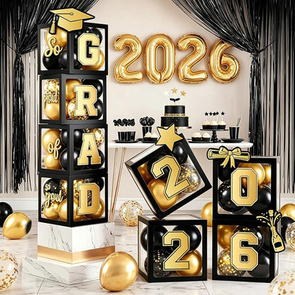 2026 Graduation Balloon Boxes Decorations – Clear Balloon Box Stack by Kreyfer