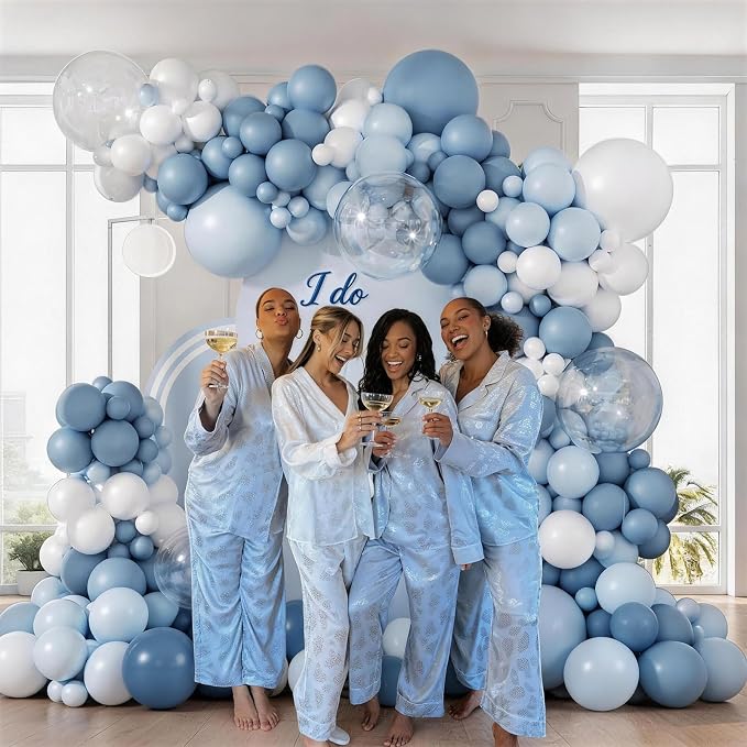 Dusty Blue Balloon, 12 inch Blue White Clear Balloon, Light Blue Macaron Blue - Image 3