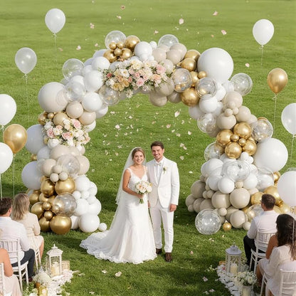 KARLURE White and Gold Balloons Arch Kit Garland - Image 7