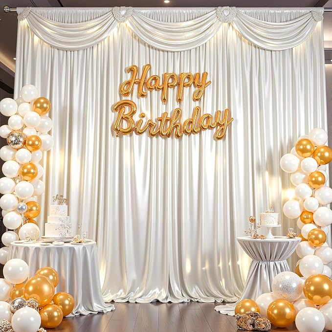 20x10ft Ivory Glitter Backdrop Curtain - Image 7