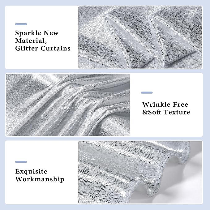 Outpain Thick 20 ft x 10 ft Silver Sequin Backdrop Curtain - Image 4