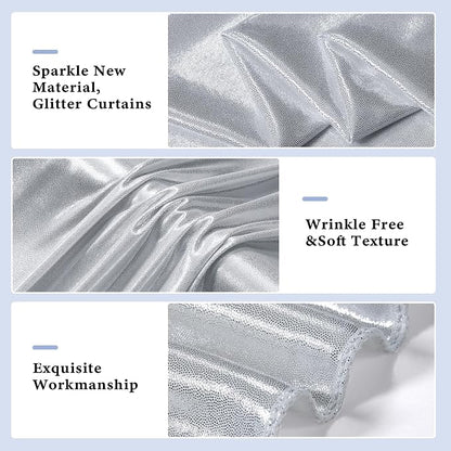 Outpain Thick 20 ft x 10 ft Silver Sequin Backdrop Curtain - Image 4