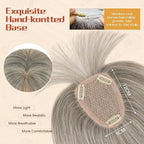 Rich Choices Human Hair Toppers for Women-100% Real Remy Hair Topper with 3D 360°Bang-Upgraded 150% Density 9 * 12CM Lace Base-Clip in Hairs topper for Thinning Hairs-14Inch #G3 Salt and Pepper Grey