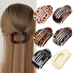 6PCS Flat Hair Clips for Women Fashion Leopard Print Duckbill Hair Claw Clips for Thick Thin Hair French Hair Clip Claw
