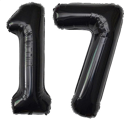 Jonhamwelbor 17 Number Balloons Black Big Giant Jumbo Big Large 17 or 71 Foil by Jonhamwelbor