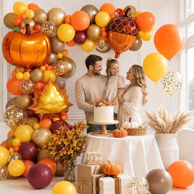 Fall Balloon Arch Kit, Thanksgiving Orange Burgundy Yellow Balloon Garland | - Image 4