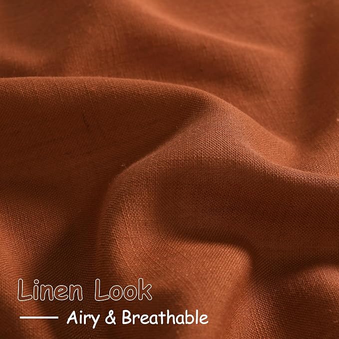 Rust Linen Curtains 63 Inch Length - Image 4
