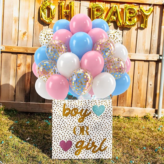 Patimate Gender Reveal Pink and Blue Balloons Set - Image 5