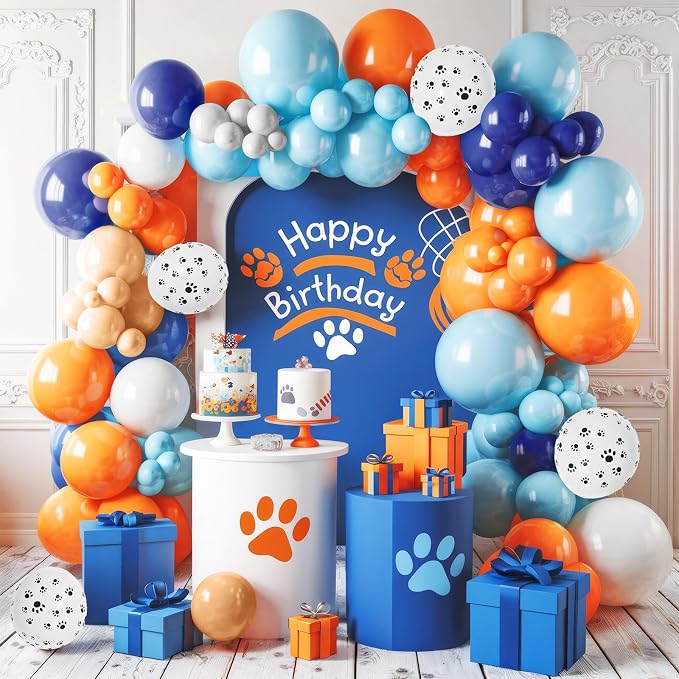 Orange Blue Beige Balloons Garland Kit - Image 3