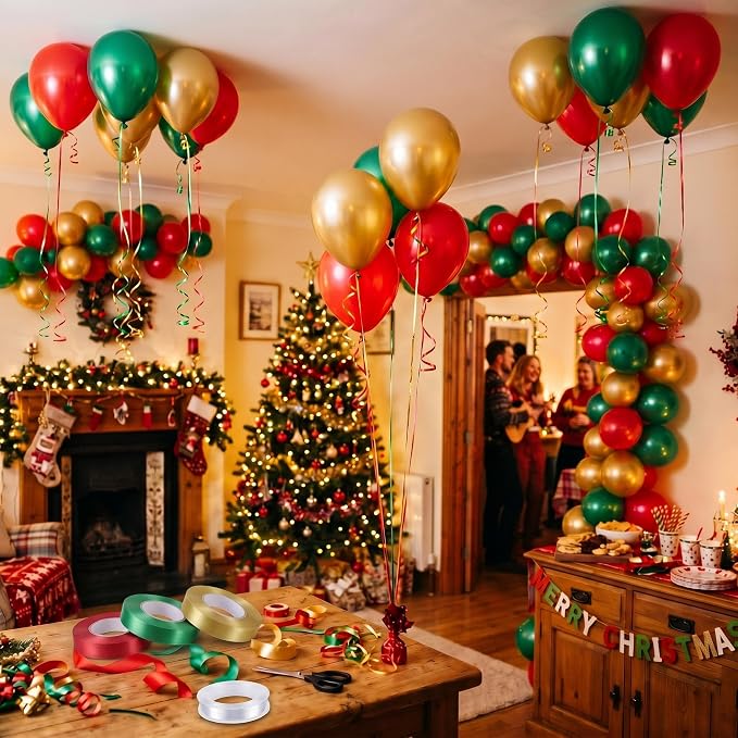 30 Pcs 18in Red Green Gold Latex Balloons - Image 3