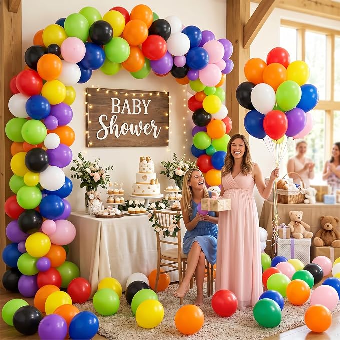 50pcs Assorted Rainbow Latex Balloons, 12 Inch Multicolor Balloons | Balloons - Image 3