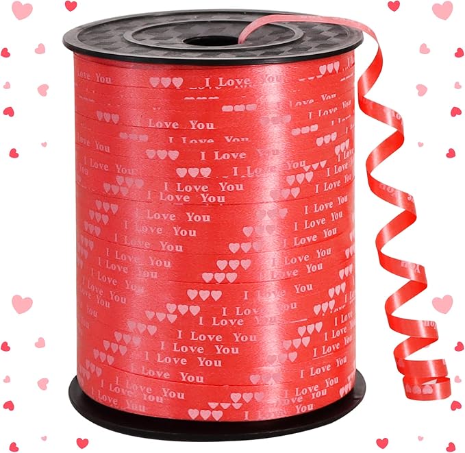 BEISHIDA Valentine Ribbon, Balloon String Printed I Love You 500 Yards by Beishida