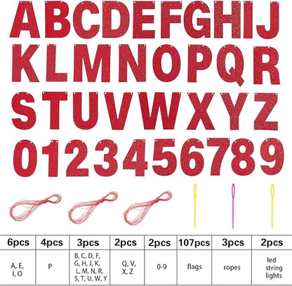 TaoBary 112 Pcs DIY Letter Kit Glitter Customizable Banner Letters Include 107 - Image 5