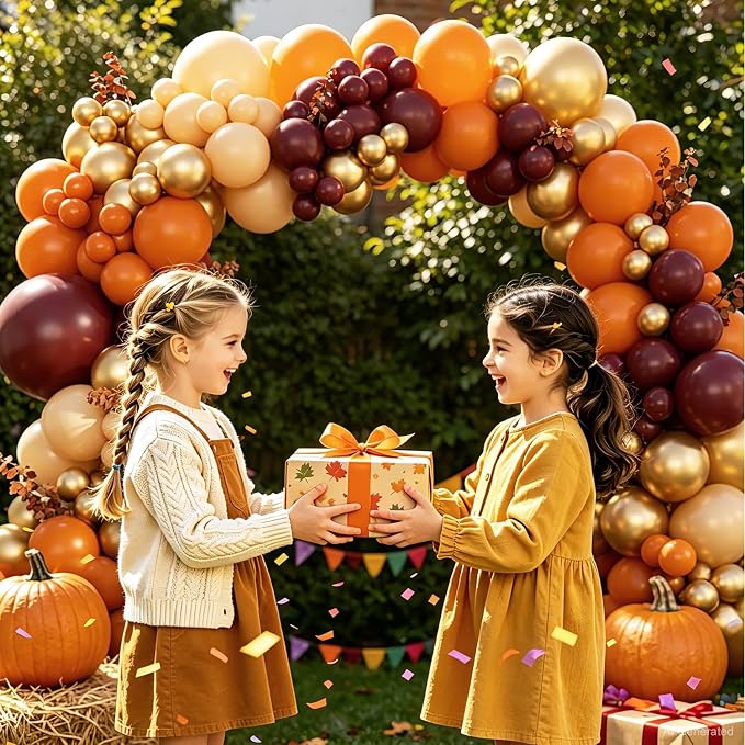 Burgundy Fall Balloon Arch Kit for Autumn Thanksgiving Party Decorations | - Image 3