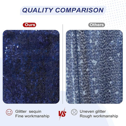 PartyDelight Navy Blue Sequin Backdrop 6x6ft Sparkly Photo Curtain | 4 Inch Rod - Image 3