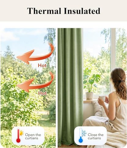 Retro Green Velvet Curtains - Image 6