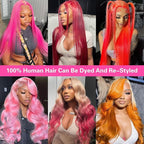 613 Lace Front Wig Human Hair 200 Density Full & Thick 13x6 HD Transparent Lace Body Wave 613 HD Lace Frontal Wig Pre Plucked With Baby Hair Blonde Wigs for women 34 Inch
