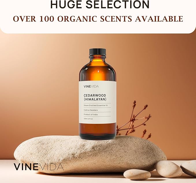 VINEVIDA Cedarwood Himalayan Essential Oil 4 oz - Undiluted Cedarwood Oil 4 oz - Cedarwood Candle Oil Scent - DIY Candle Scents for Candlemaking - Bulk Essential Oil for Soap Making Safe for Skin