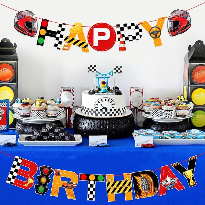 Racing Cars Happy Birthday Banner Racing Car Birthday Party Decorations Racing - Image 6