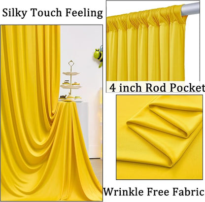 20ft x 10ft Wrinkle Free Yellow Backdrop Curtains - Image 2