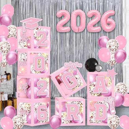 2026 Graduation Balloon Boxes Decorations – Clear Balloon Box Stack - Image 3