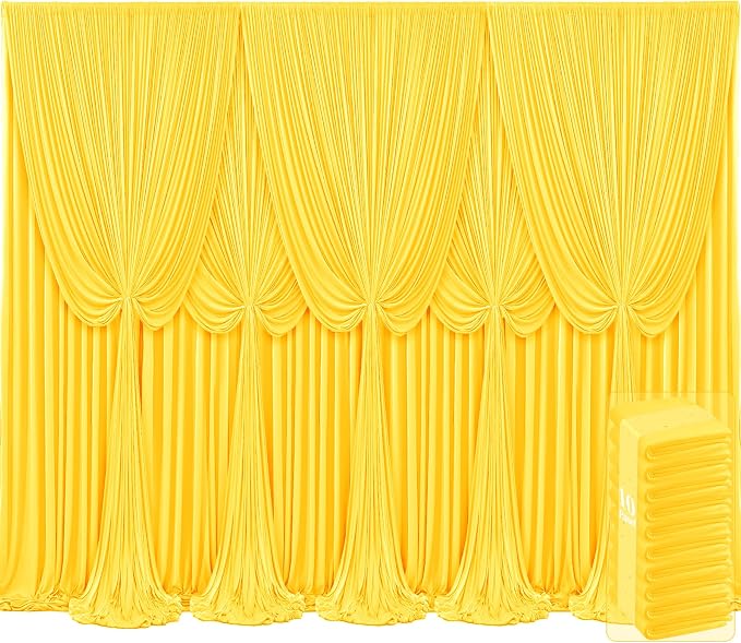 10 Panels Yellow Backdrop Curtains by Tao-GePartyDecorations