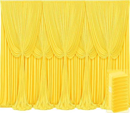 10 Panels Yellow Backdrop Curtains by Tao-GePartyDecorations
