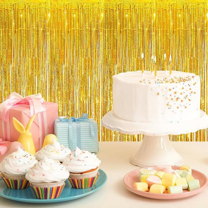 10 Pack Gold Foil Curtain Backdrop 3.2ft x 9.8ft Metallic Tinsel Foil Fringe - Image 6