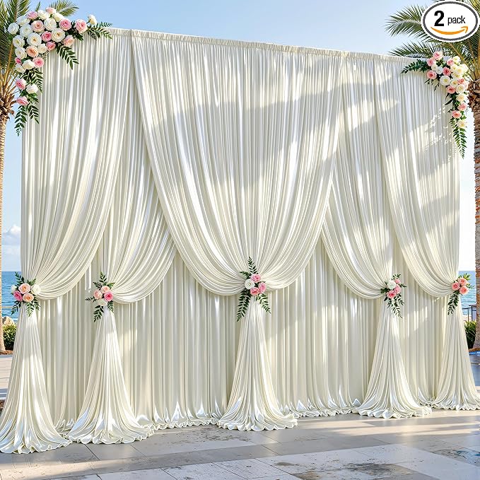 40x10ft Ivory Glitter Backdrop Curtain by Partisky